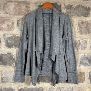 Nike Dri-FIT Women's Gray Open Front Cardigan Thumb Hole Athletic Jacket‎